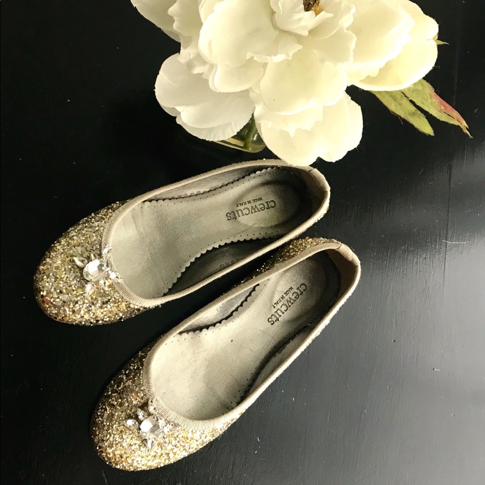 Crewcuts Glitter Ballet Flats with Jewel Accents